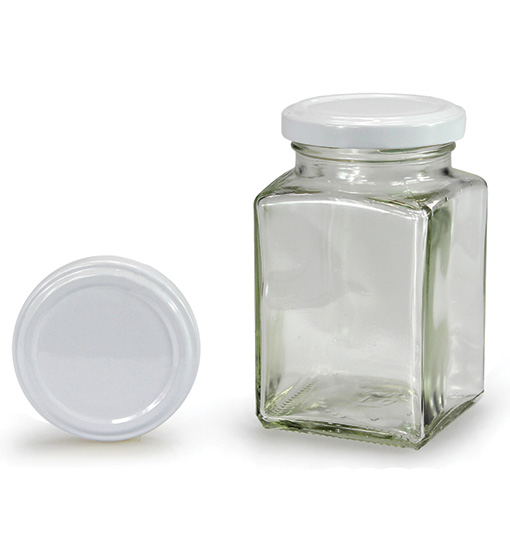 Štvorhranný pohár s bielym viečkom 260 ml (TO 58)
