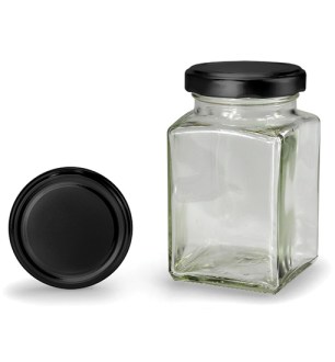 Štvorhranný pohár s čiernym viečkom 260 ml (TO 58)
