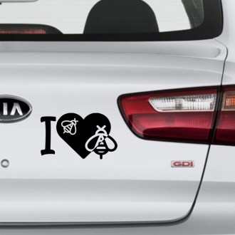 Samolepka I love bees - čierna