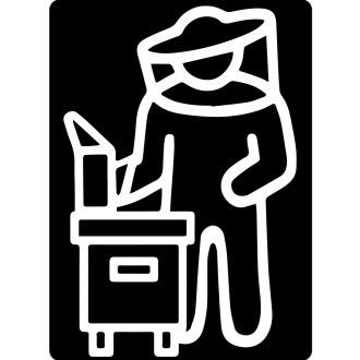 Samolepka včelár s úlom - biela