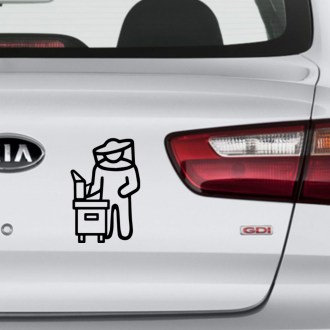 Samolepka včelár s úlom - čierna