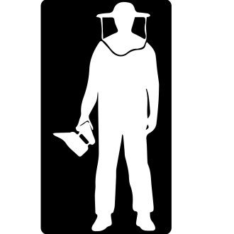 Samolepka včelár s fajkou - biela