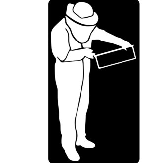 Samolepka včelár s rámikom - biela