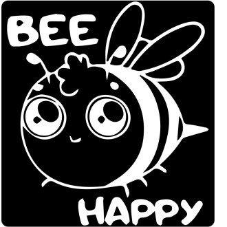 Samolepka Bee happy - biela