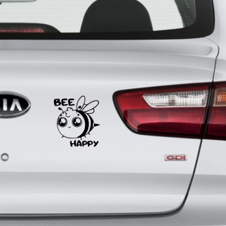 Samolepka Bee happy - čierna