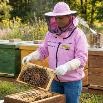 Včelárska bunda s klobúkom - fialová - Lysón, veľ.: S-XXL