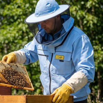 Včelárska bunda s klobúkom - modrá - Lysón, veľ.: S-XXL