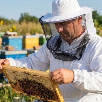 Klobúk včelársky s pretiahnutím cez ruky