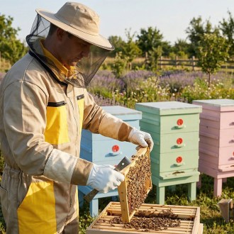 Kombinéza včelárska s klobúkom, béžová veľ,: S-XXXL - CZ