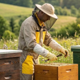Kombinéza včelárska s klobúkom, béžová veľ,: S-XXXL - CZ