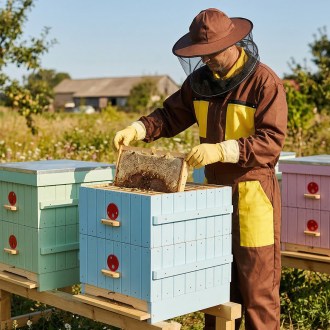 Kombinéza včelárska s klobúkom, hnedá veľ,: S-XXXL - CZ