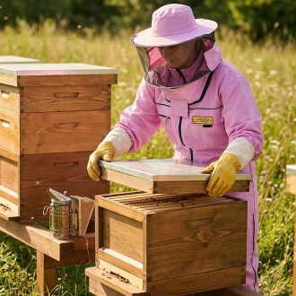 Včelárska kombinéza s klobúkom - fialová - Lysón, veľ.: S-XXXL