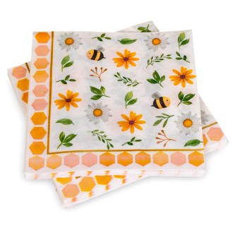 Papierové obrúsky „Včely a kvety“ - 20 ks