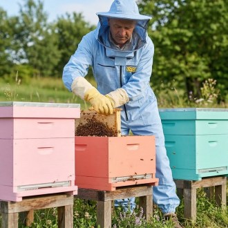 Včelárska kombinéza s klobúkom - modrá - Lysón, veľ.: S-XXXL