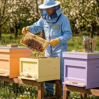 Včelárska kombinéza s klobúkom - modrá - Lysón, veľ.: S-XXXL