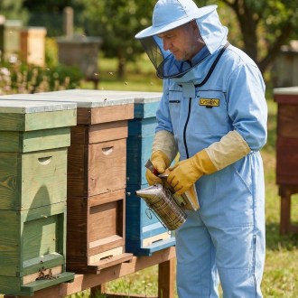 Včelárska kombinéza s klobúkom - modrá - Lysón, veľ.: S-XXXL